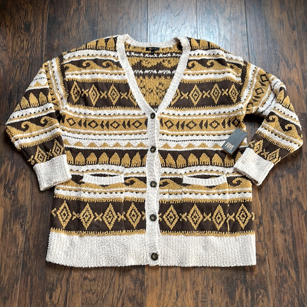 Frye Nordic Brown/Cream Button Front Sweater